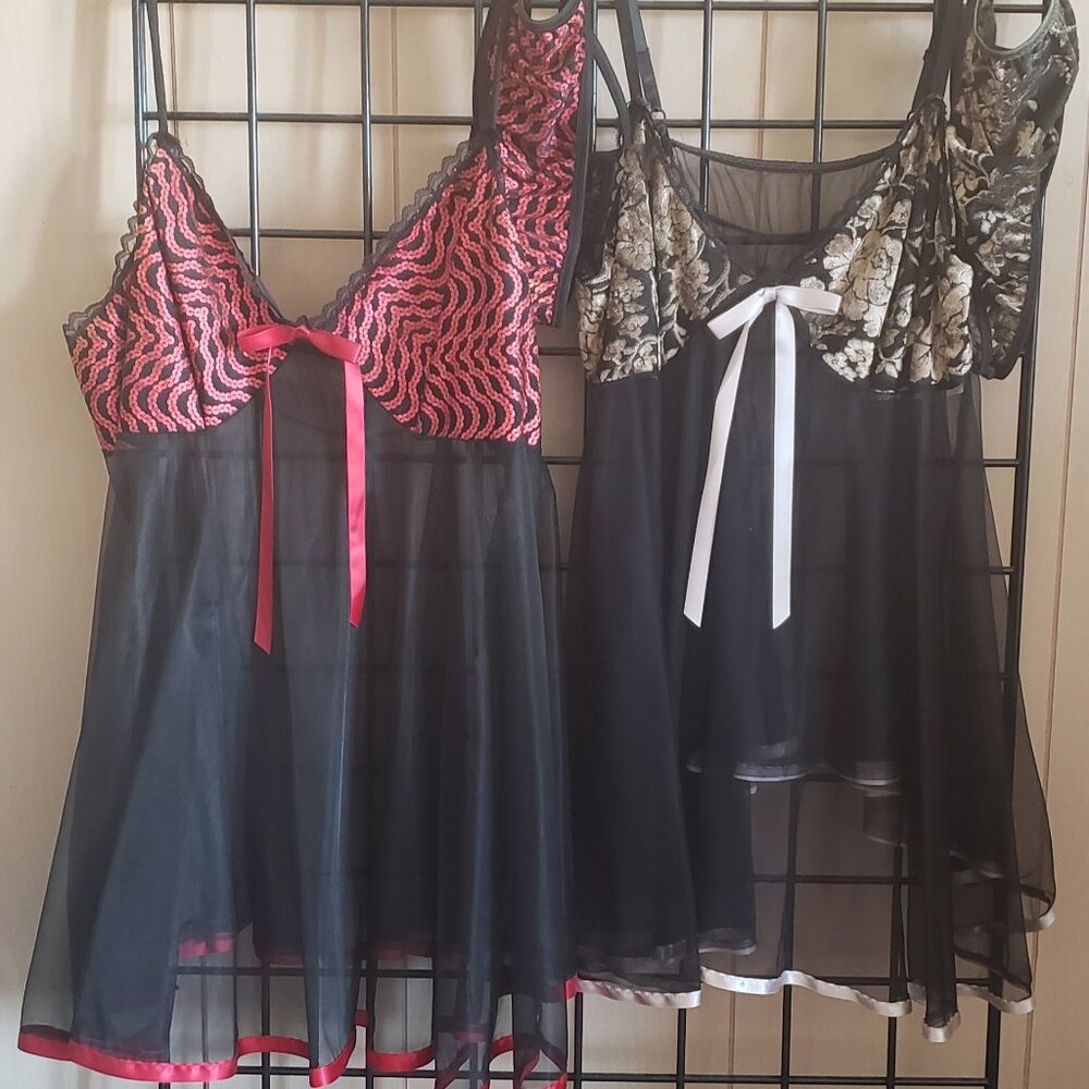 TWO - 2PC SHEER BABY DOLLS WITH MATCHING PANTY/DUAL GRP 1